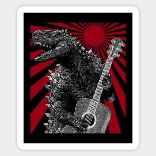 Godzilla Playing Guitar - Retro Style Sticker